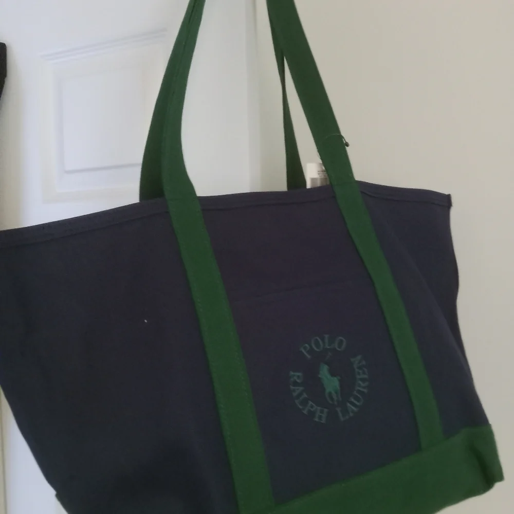 New Men's Polo Canvas Blue/Green Tote Bag